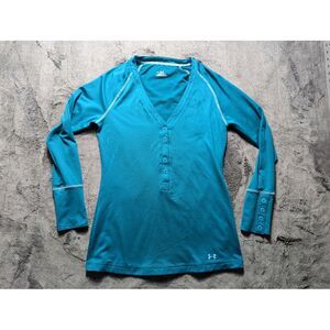 Under Armour Long Sleeve V Neck Cold Gear Top Women's Size Medium Green